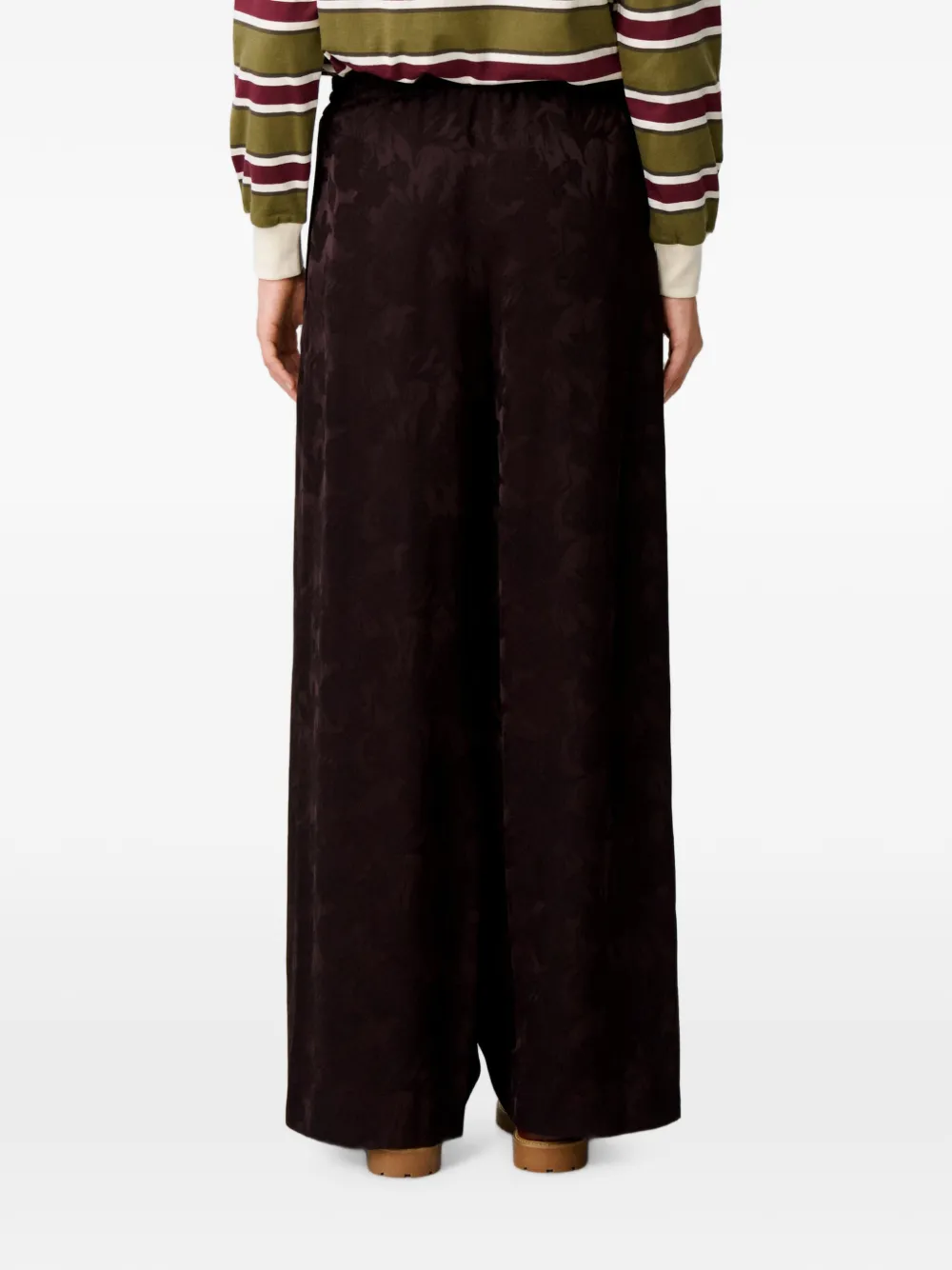 Claudie Pierlot Broek met bloemen-jacquard Bruin