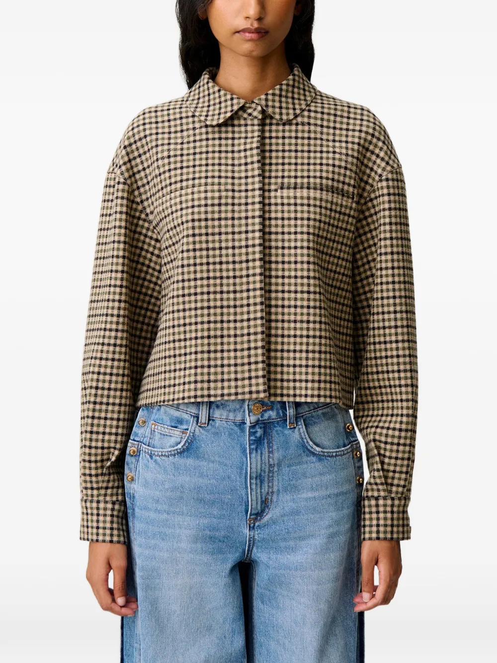 Claudie Pierlot Geruit jack van wolblend Beige