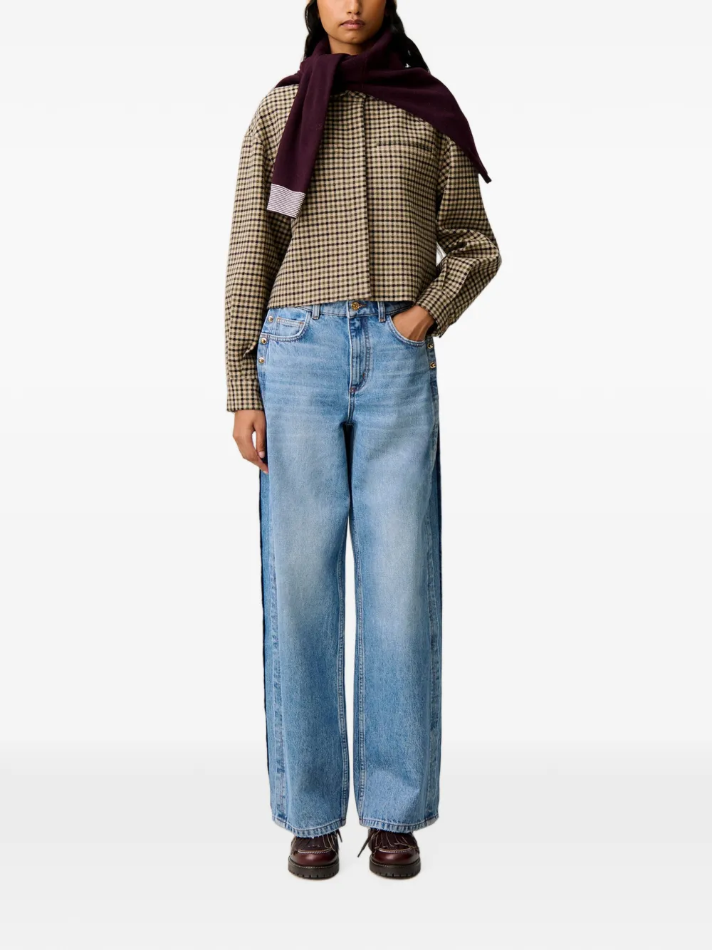 Claudie Pierlot Geruit jack van wolblend Beige