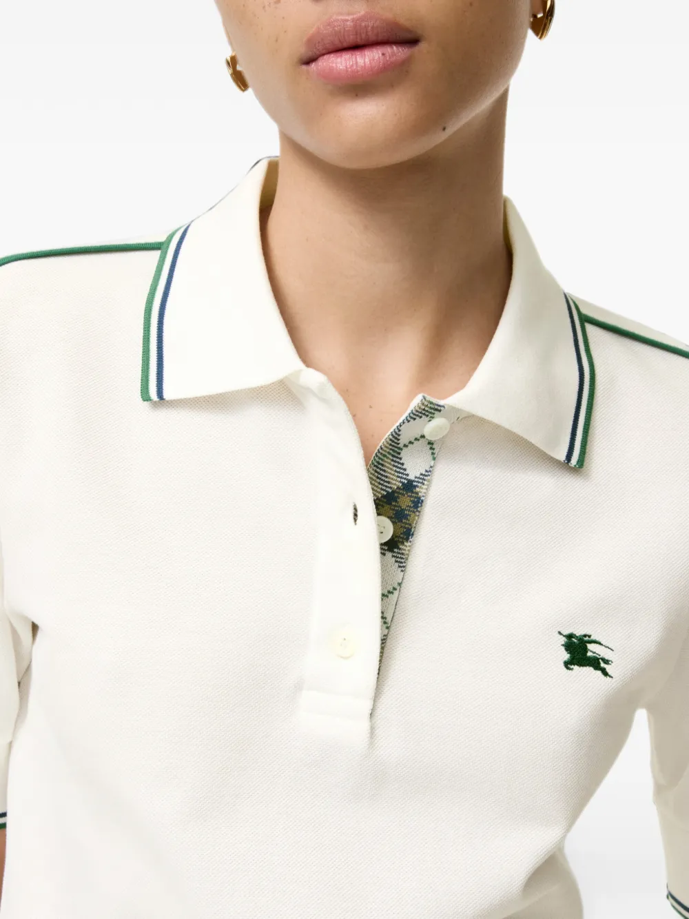 Burberry Cropped geruit piqué poloshirt van katoen Wit