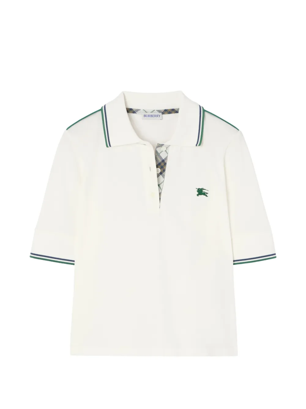 Burberry cropped check cotton pique polo shirt - Bianco