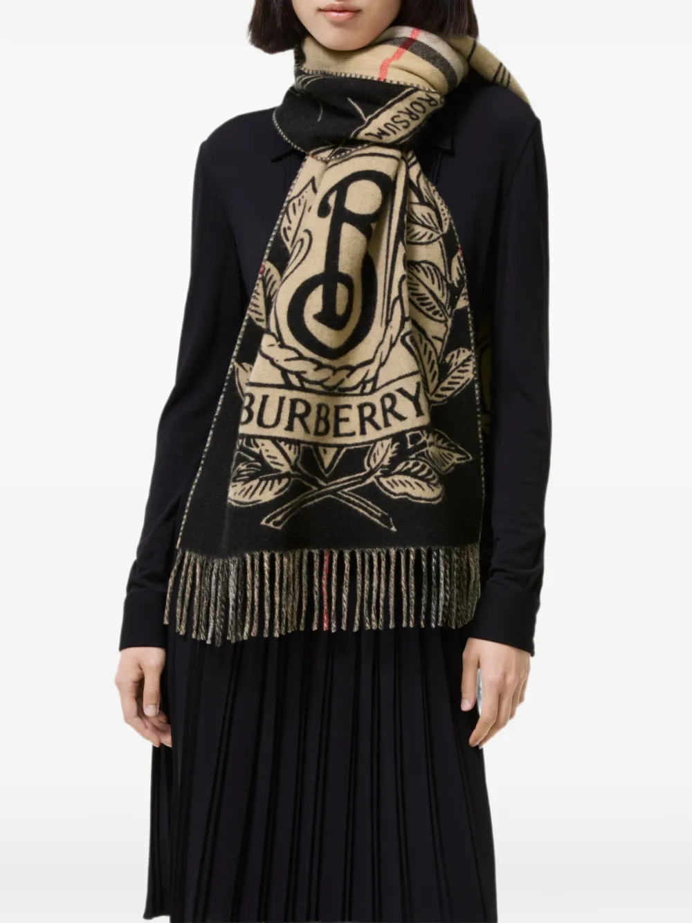 Burberry Stormy Knight omkeerbare brede sjaal Beige
