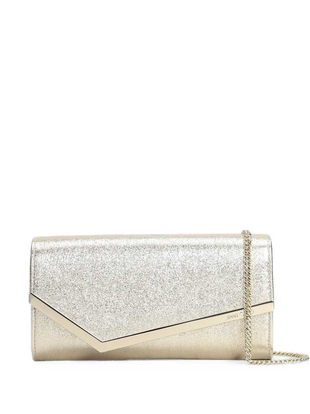 Jimmy Choo Emmie glitter-effect clutch bag - Argento