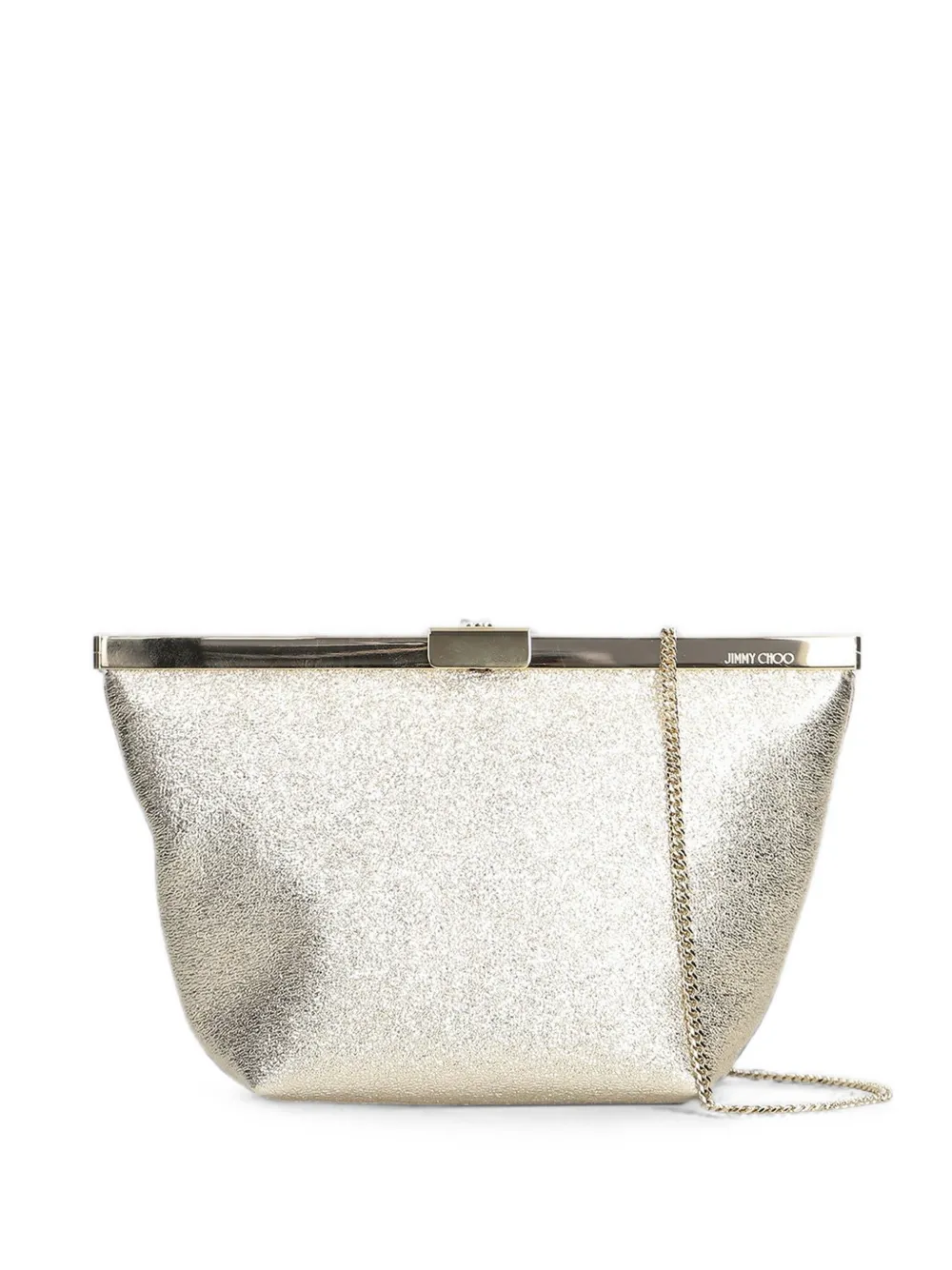 Jimmy Choo Ganache glitter-effect frame clutch bag - Argento