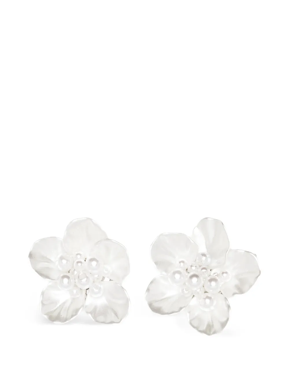 Self-Portrait pearl flower earrings - Bianco