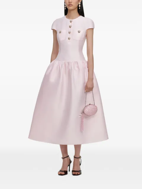 Self-Portrait pink taffeta buttoned midi dress