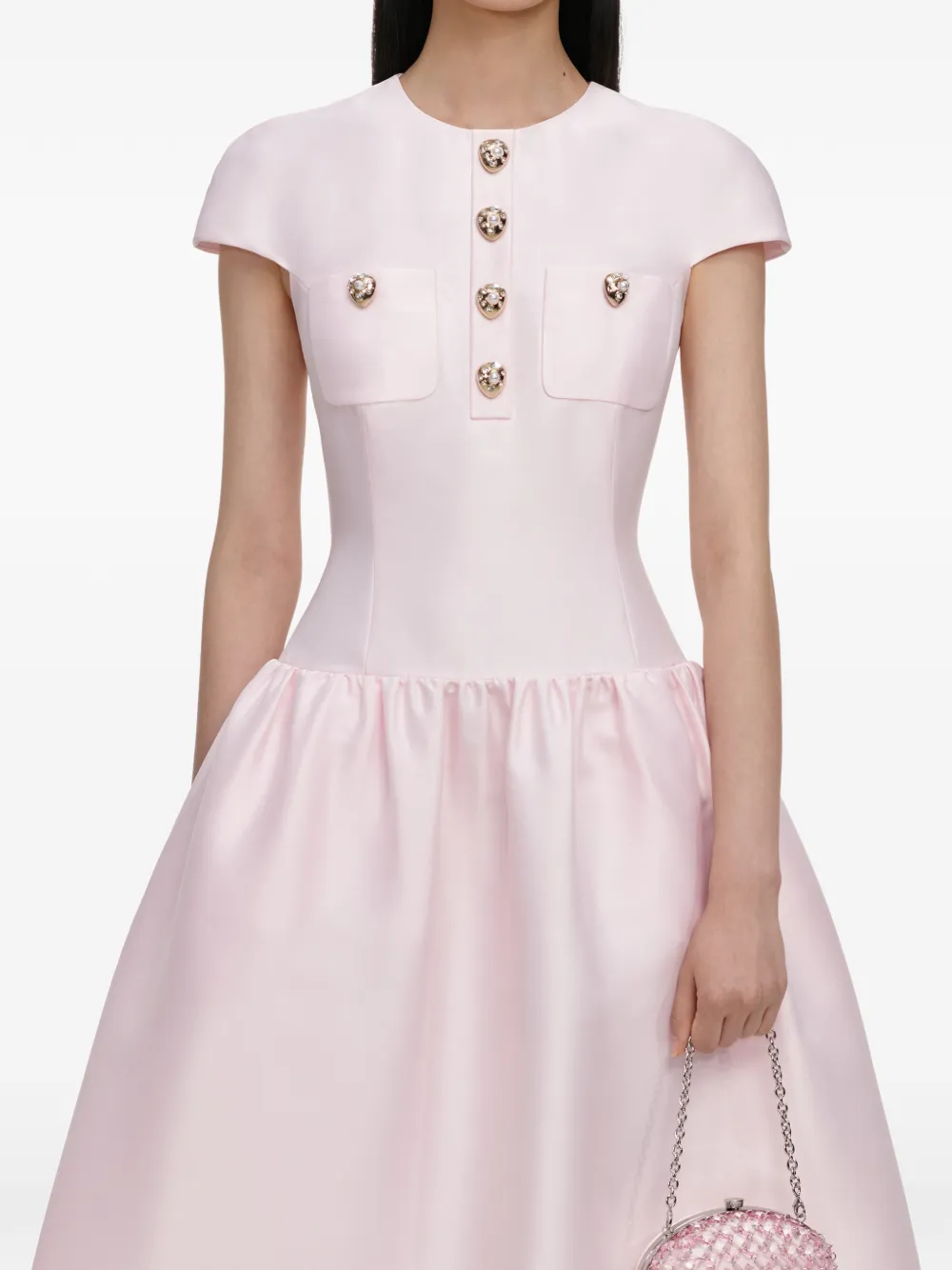 Self-Portrait Taffeta midi-jurk met knopen Roze