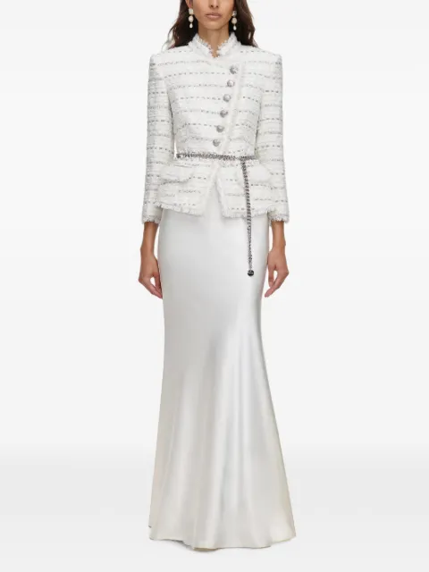 Self-Portrait white boucle satin maxi dress
