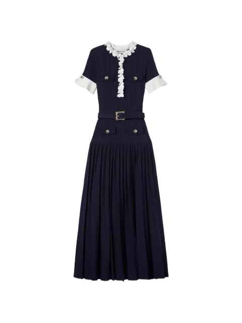 Self-Portrait belted floral-embellished knitted maxi dress