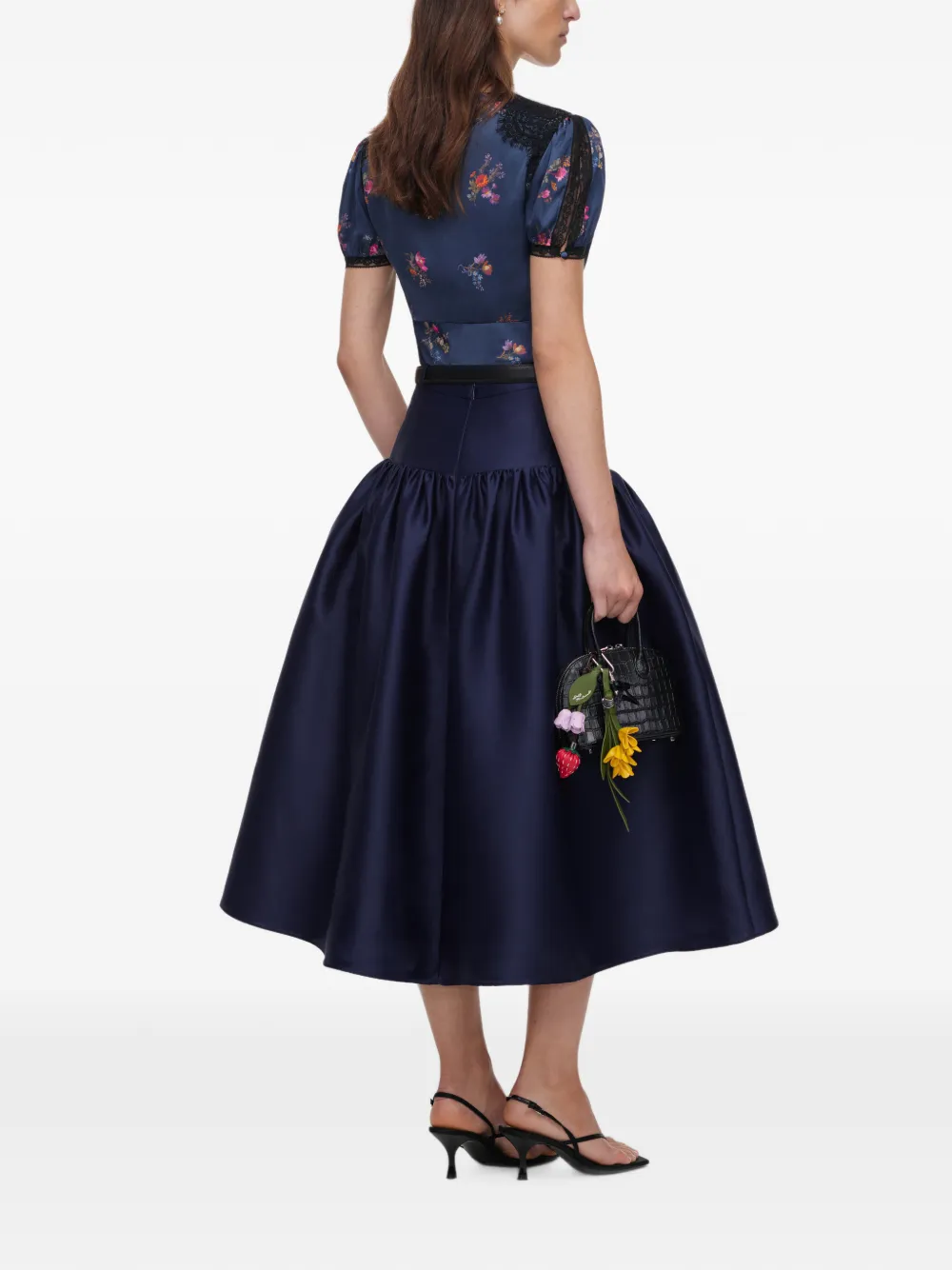 Self-Portrait Taffeta midi-rok Blauw