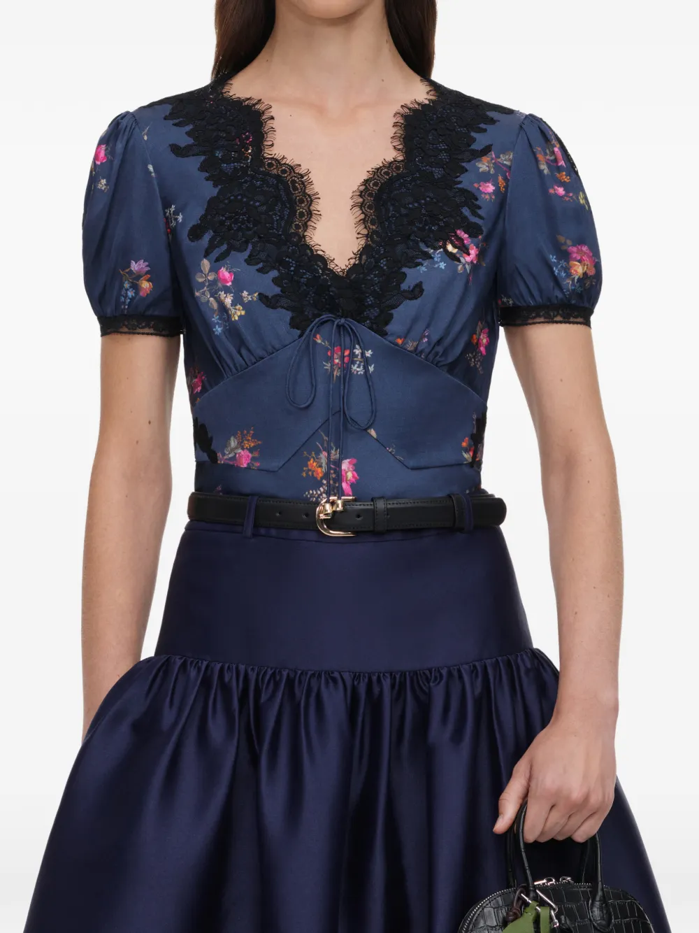 Self-Portrait Taffeta midi-rok Blauw