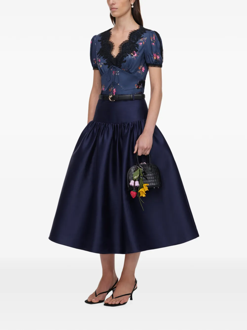 Self-Portrait Taffeta midi-rok Blauw