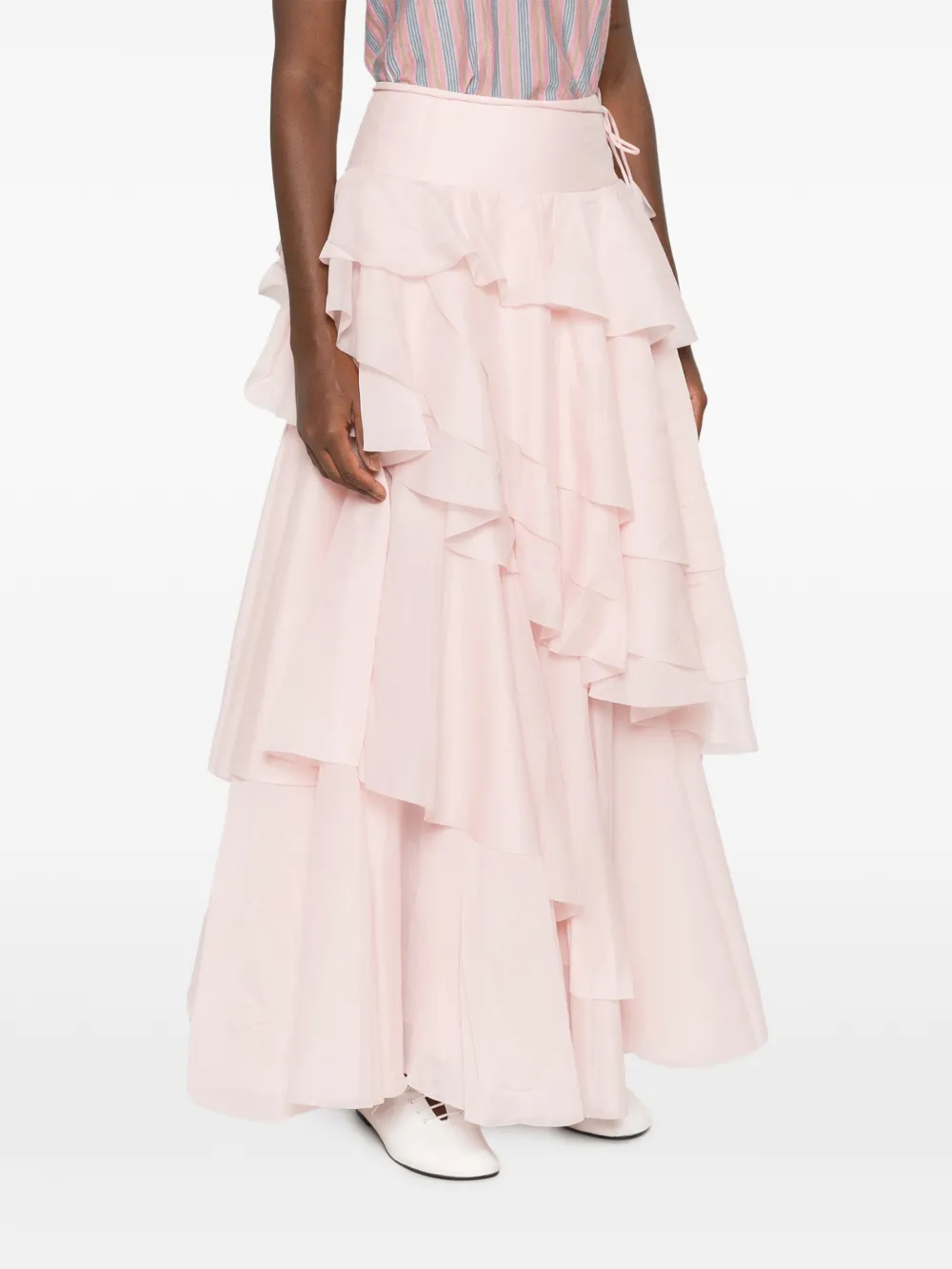 Aje Villa maxi-rok met ruches Roze