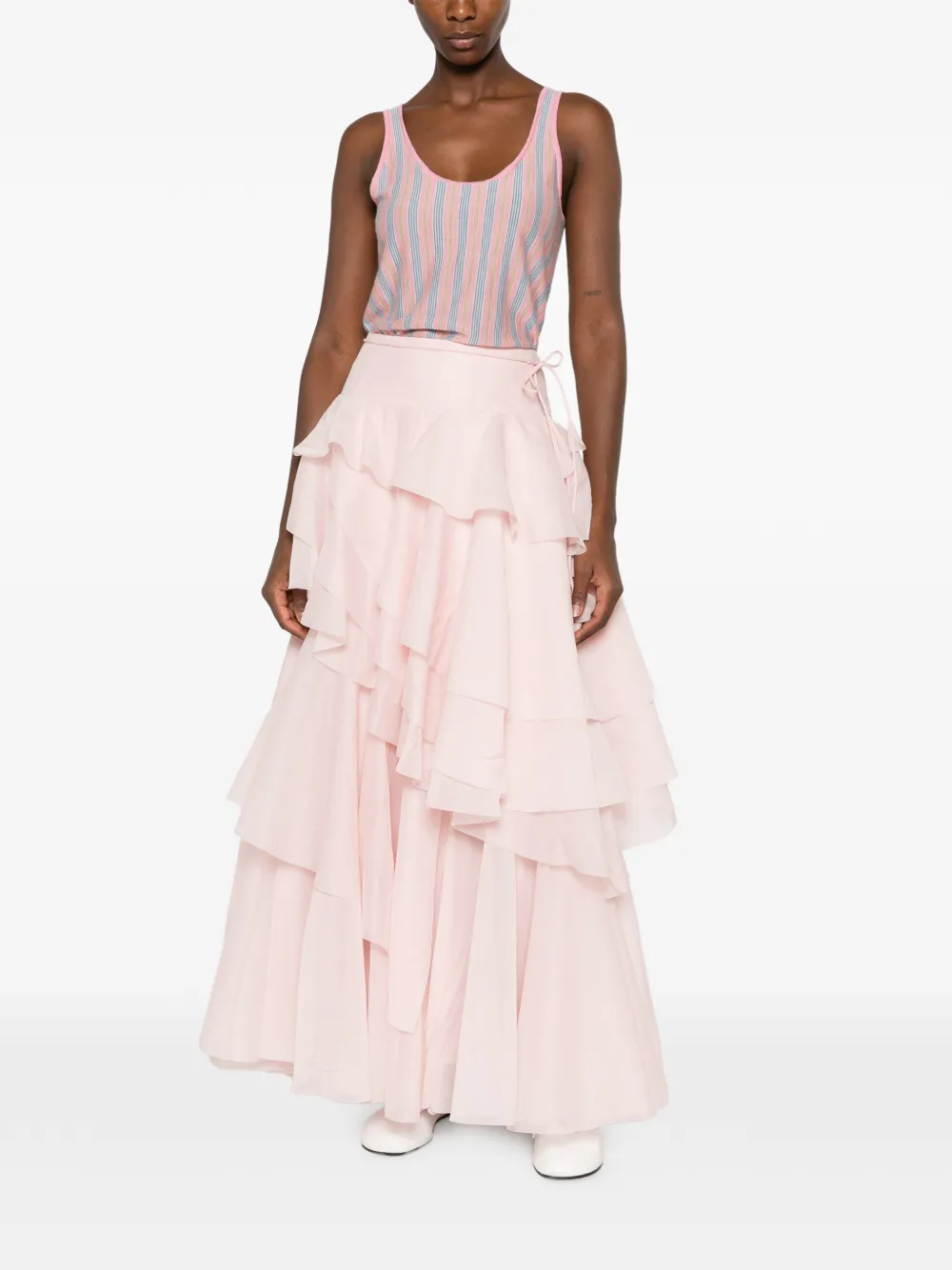 Aje Villa maxi-rok met ruches Roze
