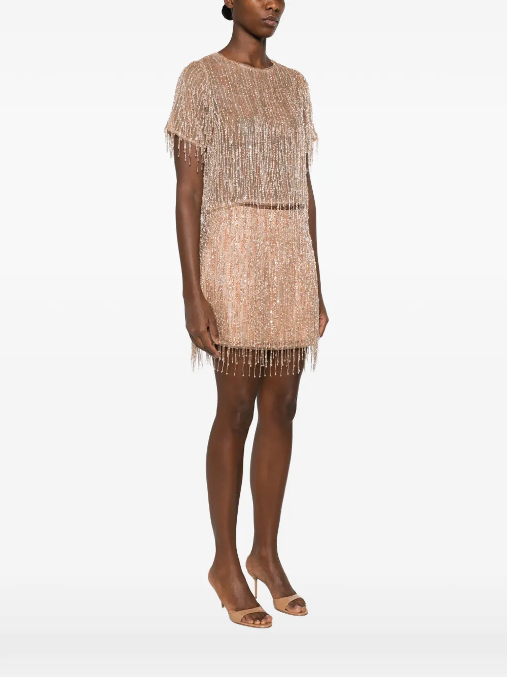 Aje Glisten verfraaide top Beige