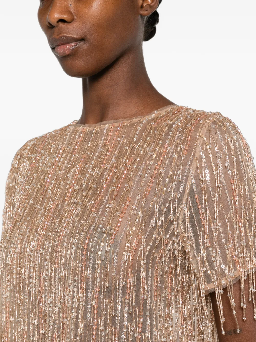 Aje Glisten verfraaide top Beige