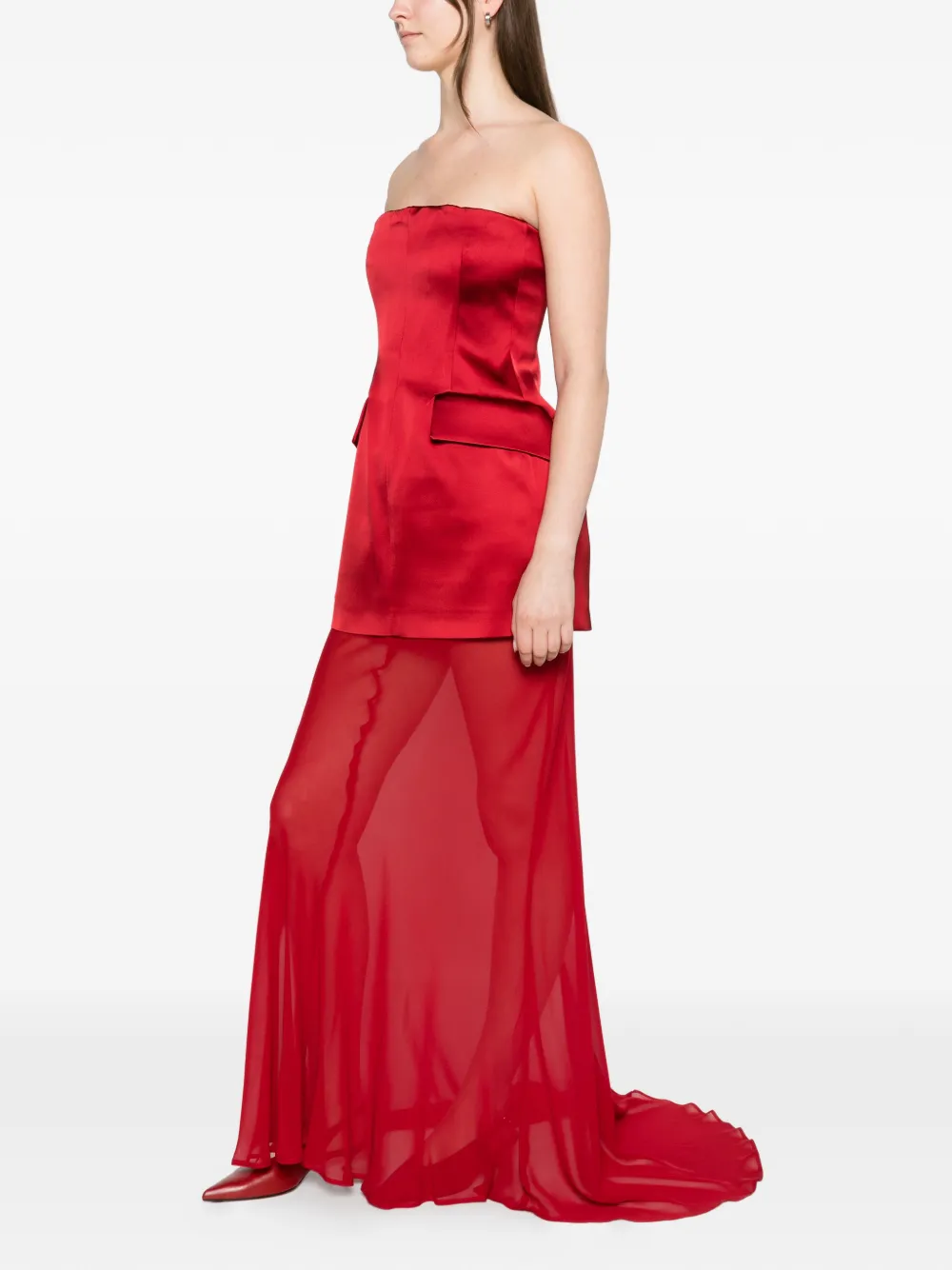 Sportmax strapless layered maxi dress Rood