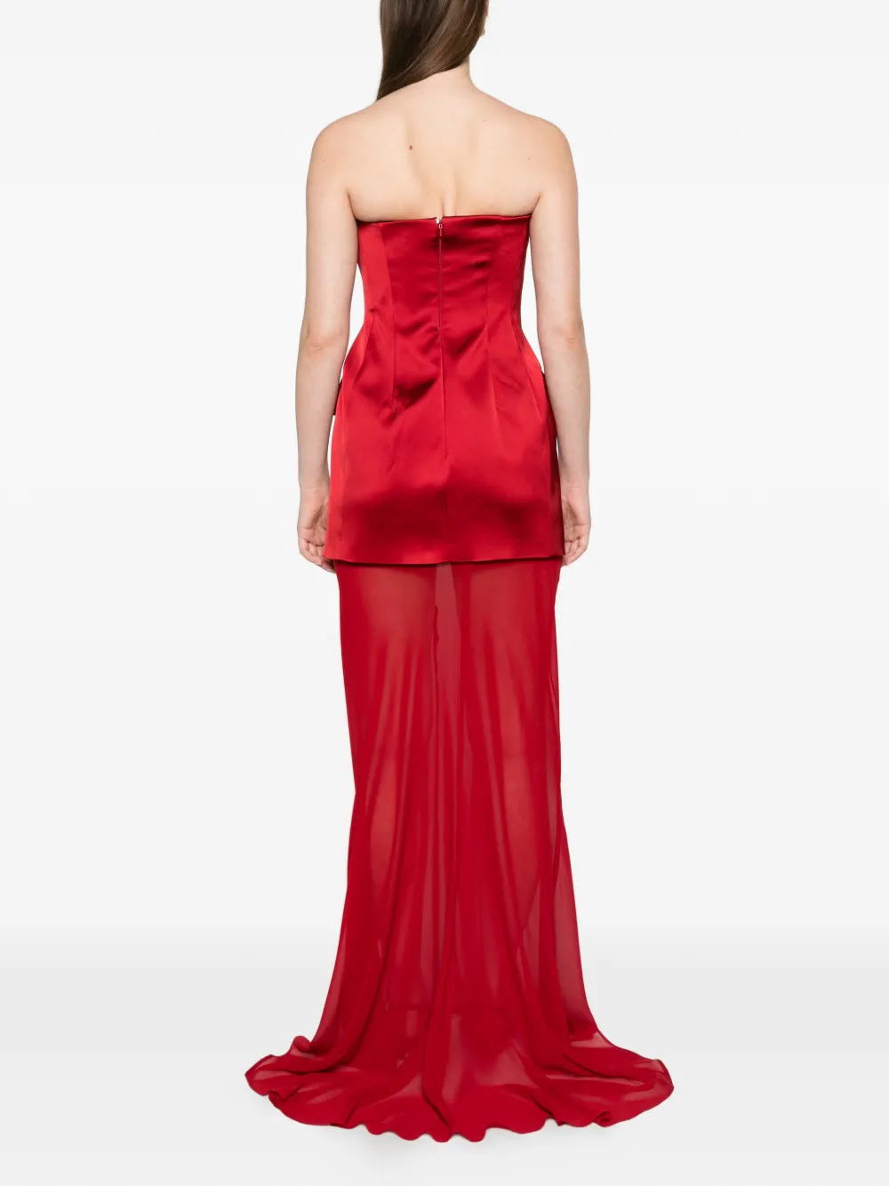 Sportmax strapless layered maxi dress Rood