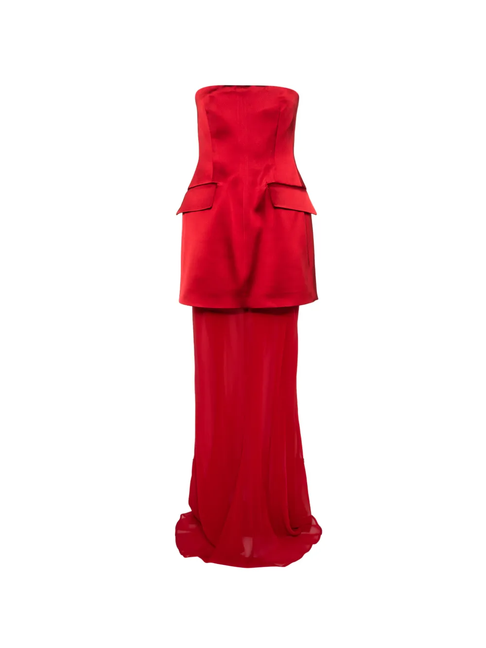 Sportmax strapless layered maxi dress Rood