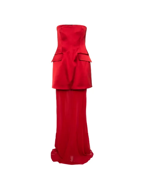 Sportmax vestido largo strapless a capas