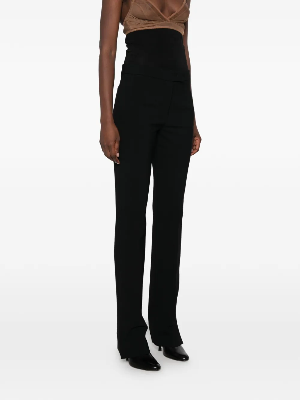 Sportmax high-waisted slit-hem trousers Zwart