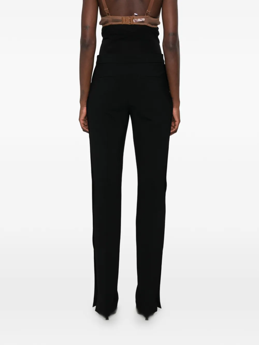 Sportmax high-waisted slit-hem trousers Zwart