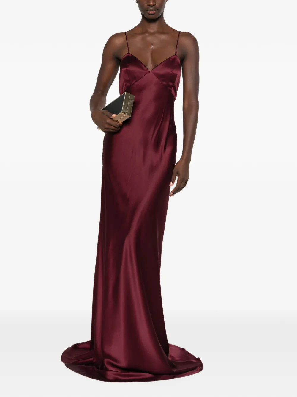 Max Mara Maxi-jurk met spaghettibandjes en satijnen afwerking Rood