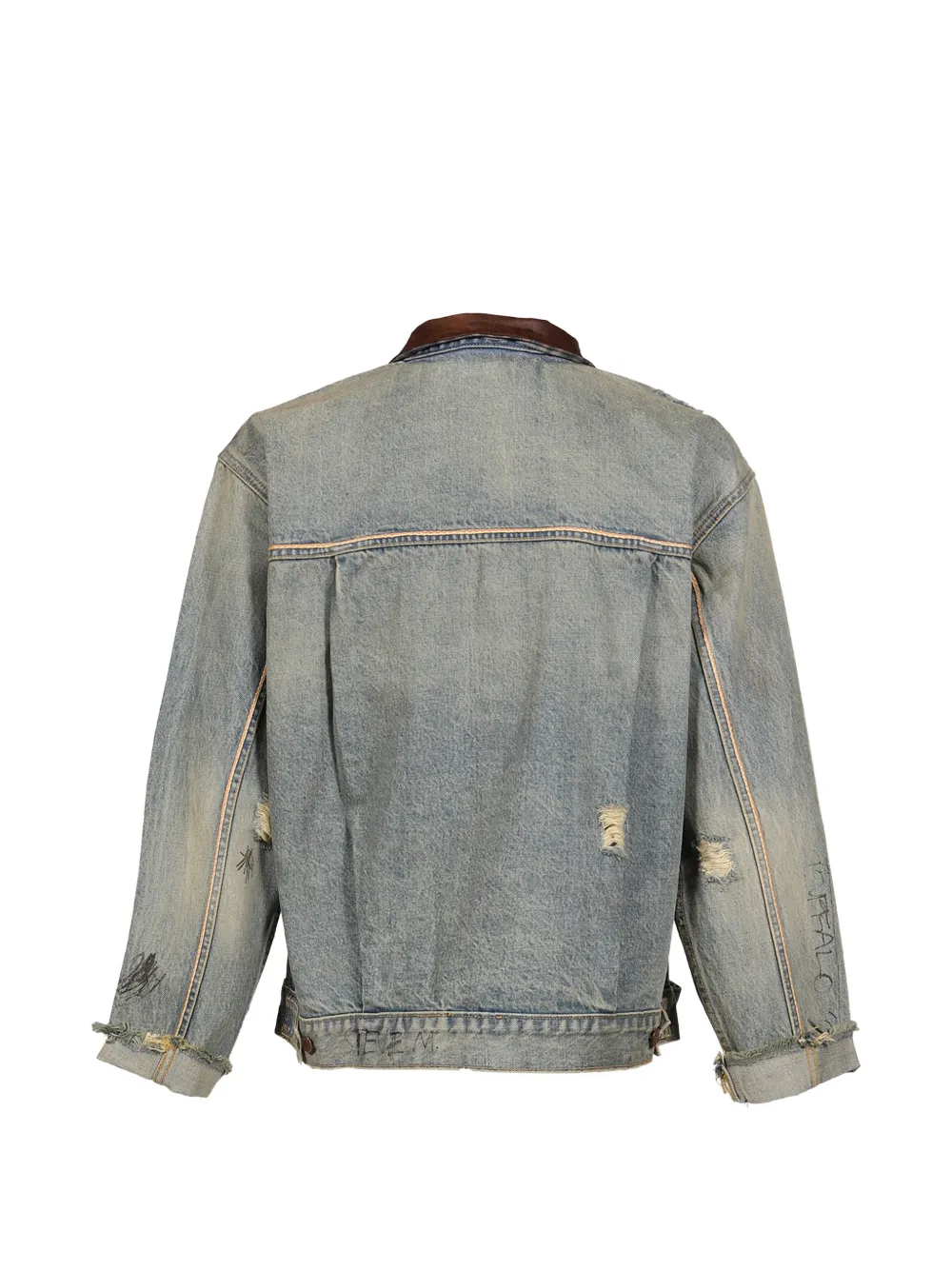  Paly Buffalo 66 Distressed-effect Contrast-collar Denim Jacket - Azul 