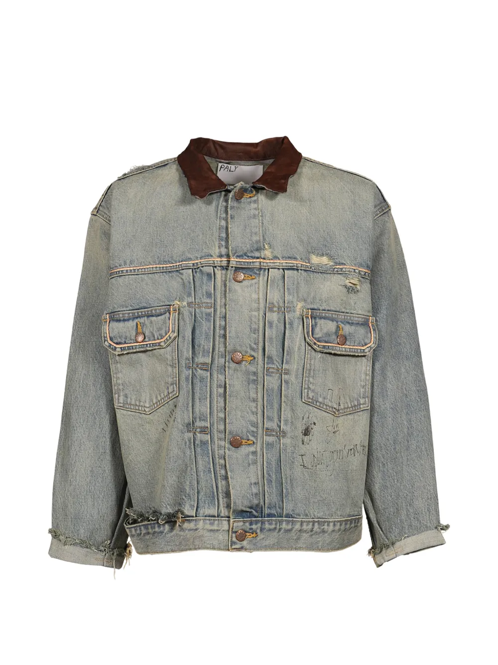Paly Buffalo 66 Distressed-effect Contrast-collar Denim Jacket In Blue