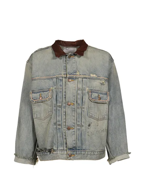 Paly Buffalo 66 distressed-effect contrast-collar denim jacket