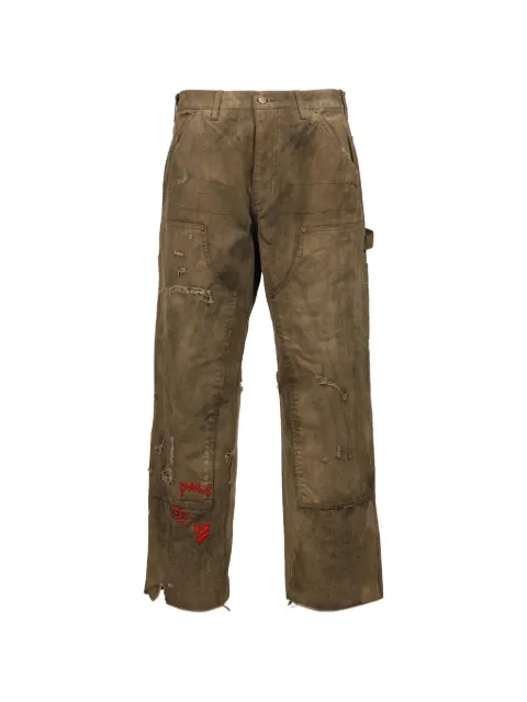 Paly Been Thru It distressed panelled trousers