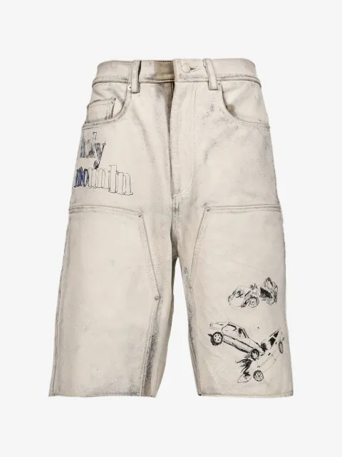 Paly Holy Mountain distressed graphic-print shorts