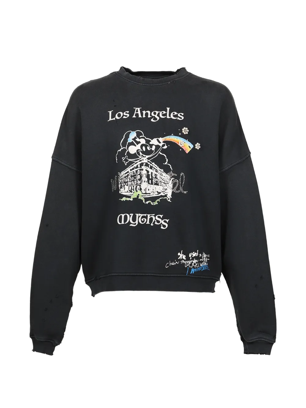 Paly Mythss Distressed Graphic-print Sweatshirt In Black