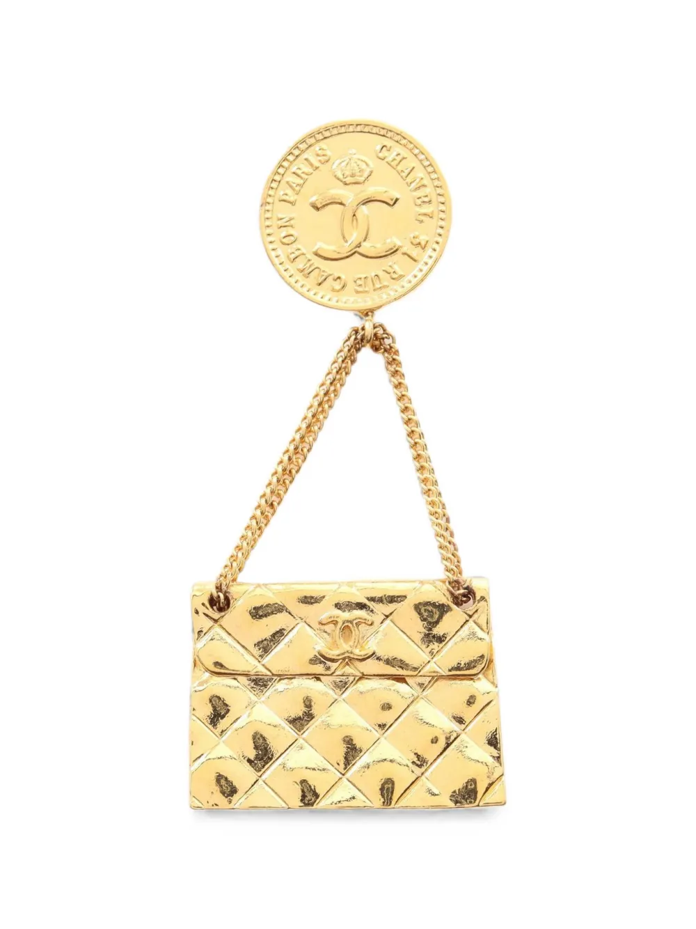 CHANEL Pre-Owned 1986-1988 bag-motif brooch - Oro