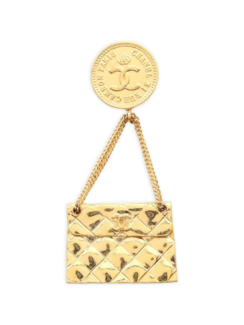 CHANEL Pre-Owned 1986-1988 bag-motif brooch - Oro
