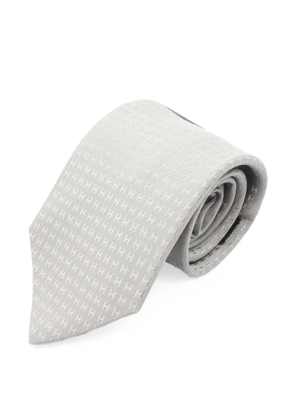 Hermès Pre-Owned 2020s H-pattern silk tie - Grigio