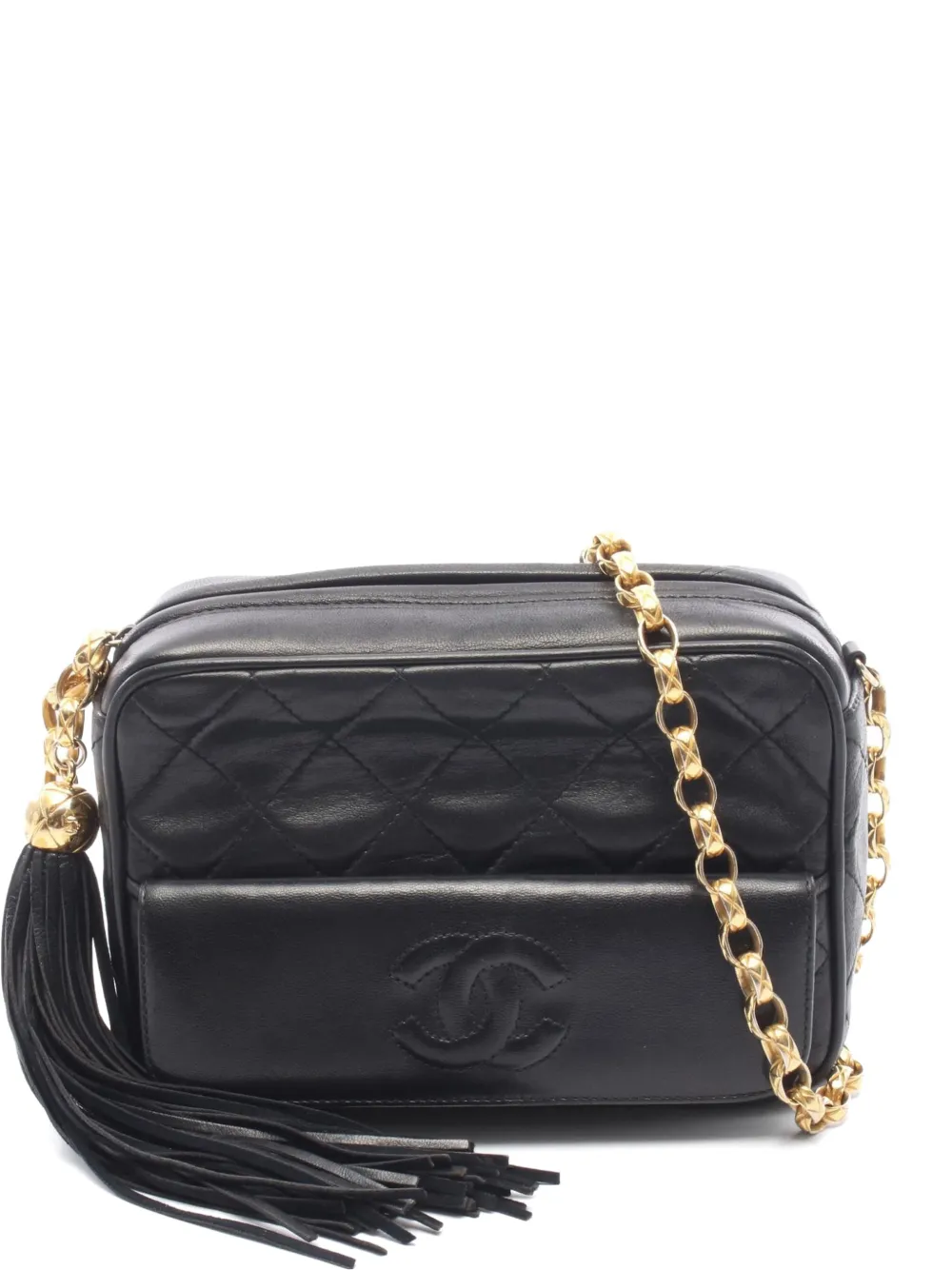 CHANEL Pre-Owned 1989-1991 mini Matelassé fringe shoulder bag - Nero