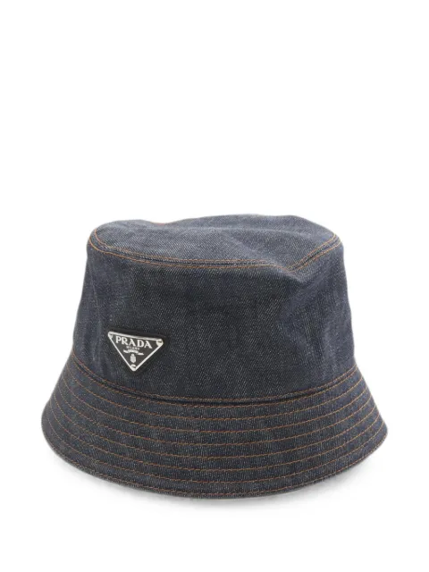 Prada Pre-Owned 2010s logo-plaque denim bucket hat
