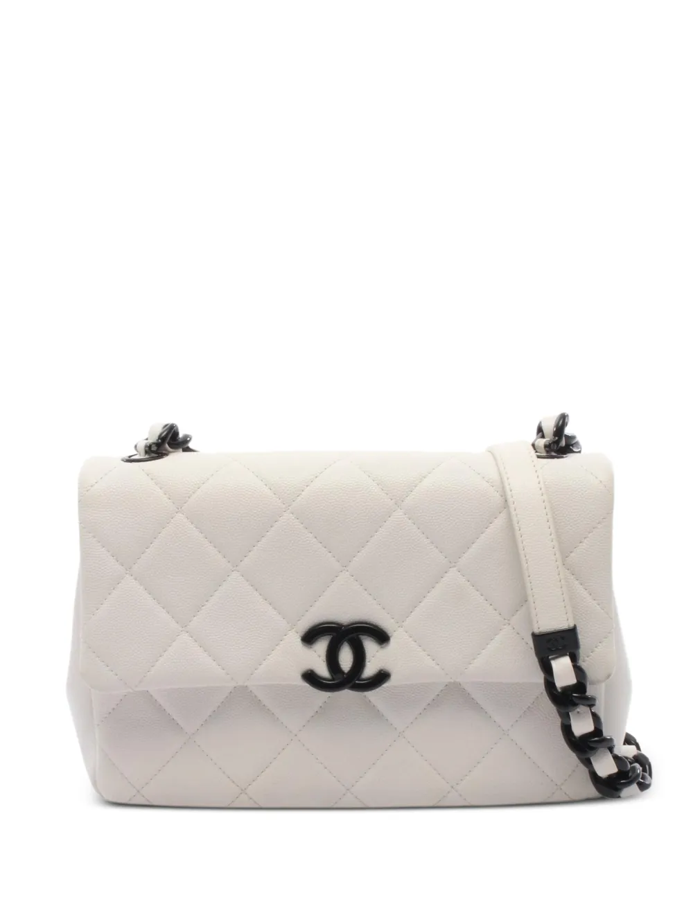 CHANEL Pre-Owned 2020-2021 Matelassé Caviar shoulder bag - White