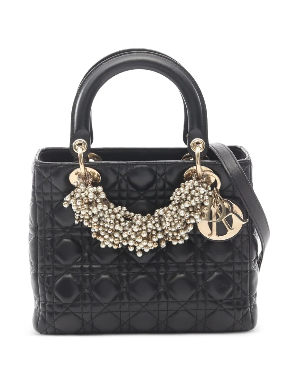 Christian Dior Pre-Owned 2010s medium Lady Dior Cannage tote bag - Black