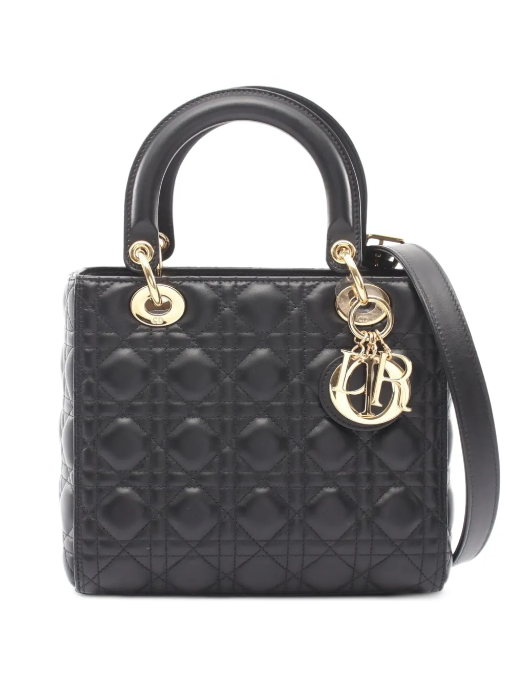Christian Dior Pre-Owned 2010s Lady Dior Cannage shoulder bag - Black