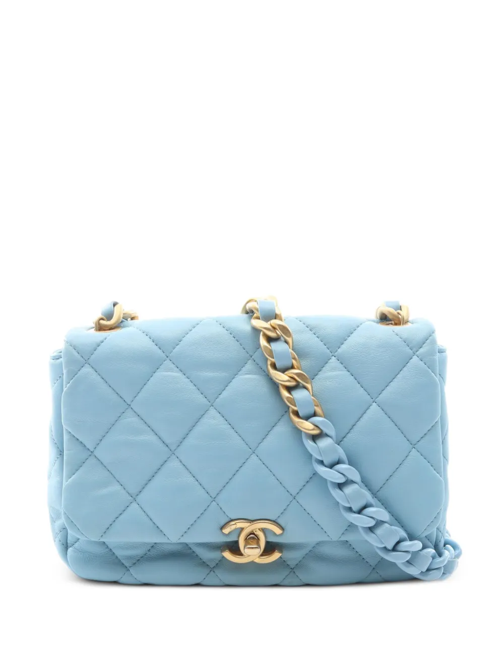 CHANEL Pre-Owned 2021 Matelassé chain shoulder bag - Blu
