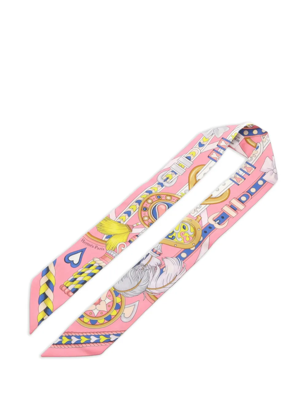 Hermès Pre-Owned 2010s Harnais de Coeur silk scarf - Rosa