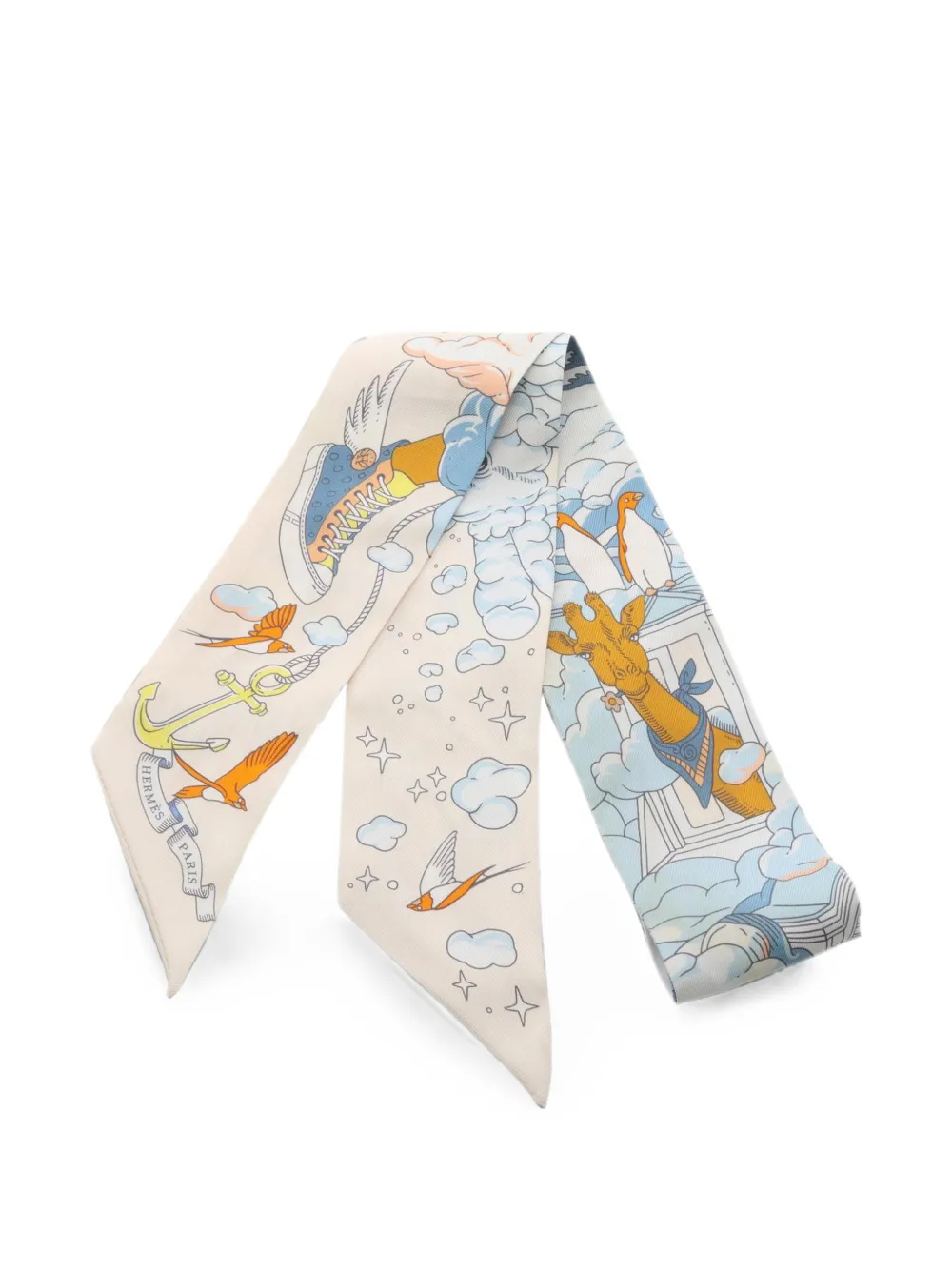 Hermès Pre-Owned 2000s Sur Mon Nuage ribbon scarf - Toni neutri