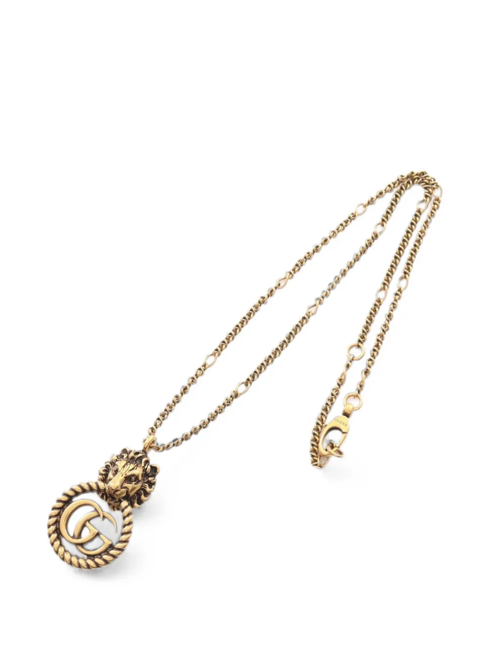 Gucci Pre-Owned 2010s Lion Head GG Marmont necklace - Oro