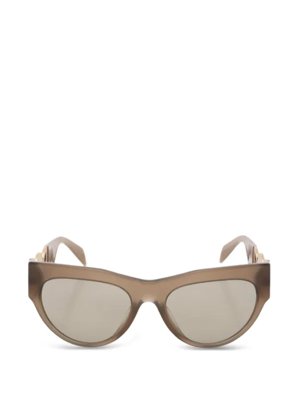 Versace Pre-owned 2010s Medusa Greca Cat-eye Frame Sunglasses in Brown