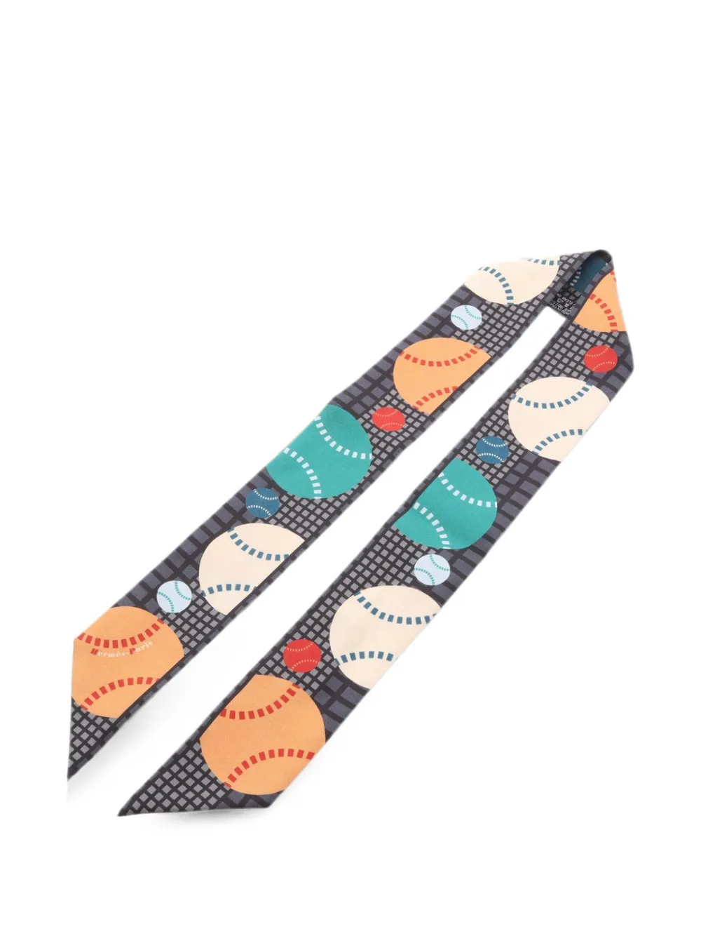 Hermès Pre-Owned 2010s Balles de Tennis Twilly ribbon scarf - Grigio