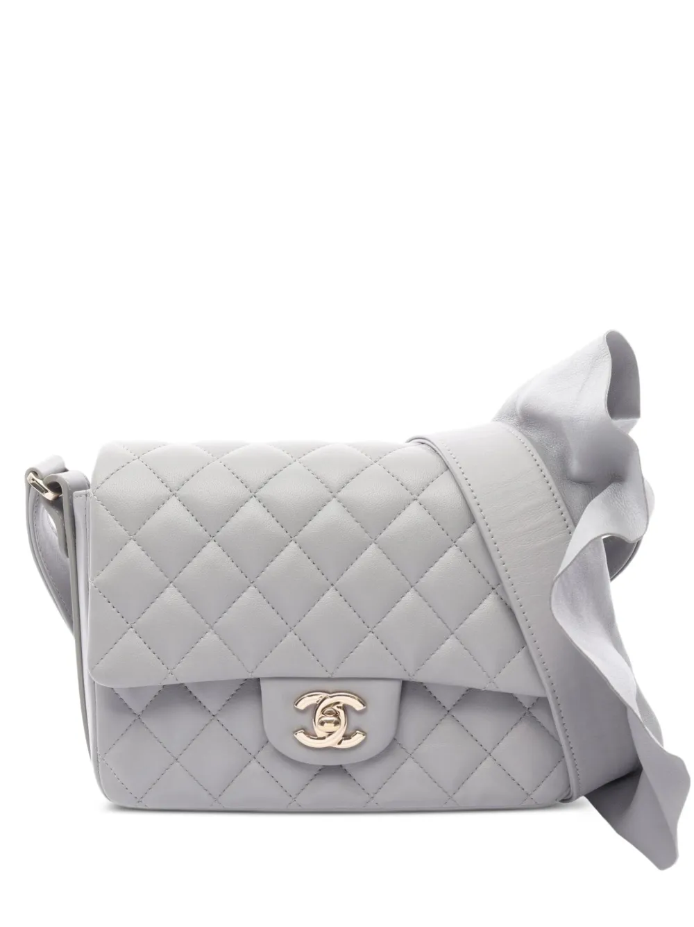 CHANEL Pre-Owned 2020-2021 frill-detail quilted shoulder bag - Grigio