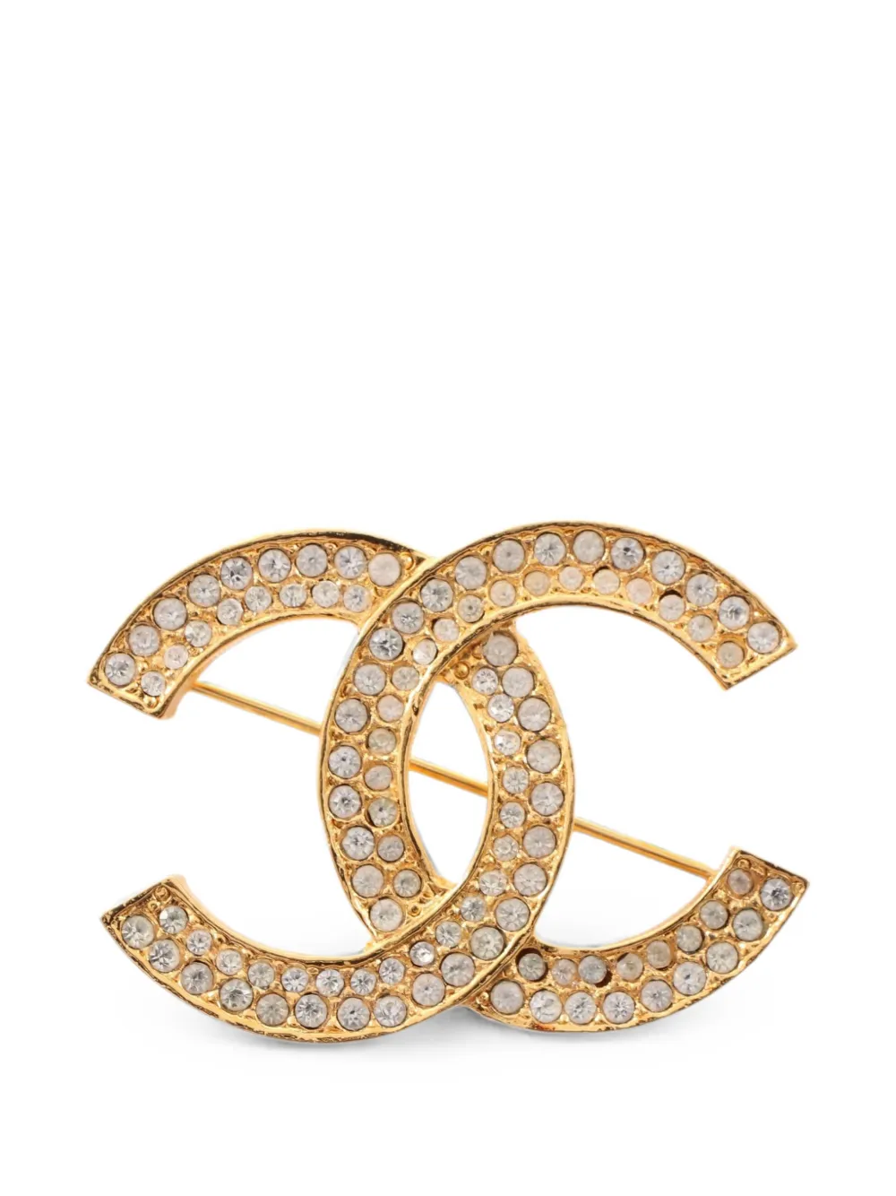 CHANEL Pre-Owned 1986-1988 Coco Mark rhinestone brooch - Oro