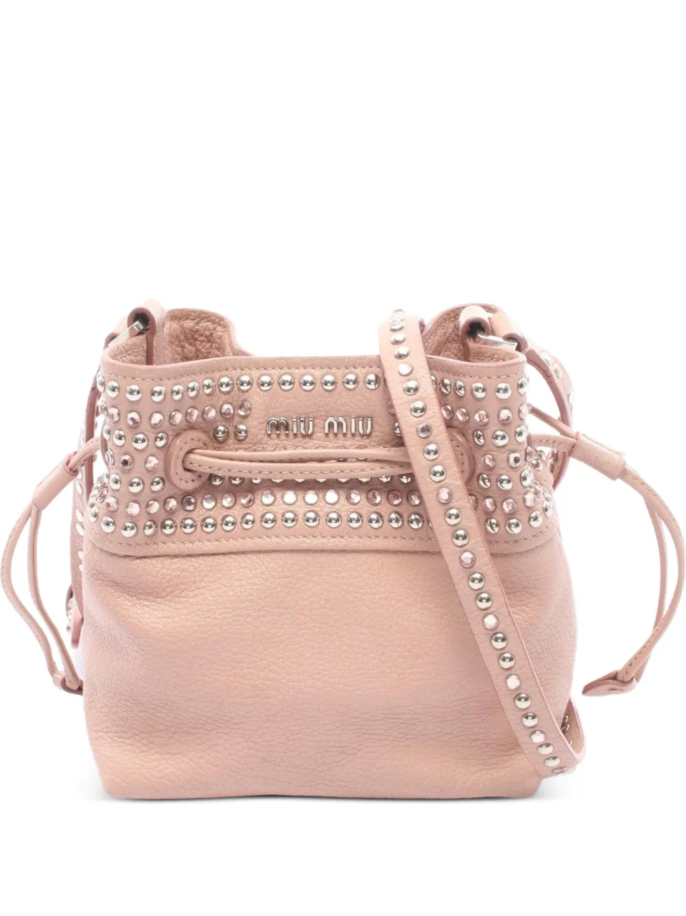 Miu Miu Pre-Owned 2010s Madras rhinestone-embellished bucket bag - Rosa